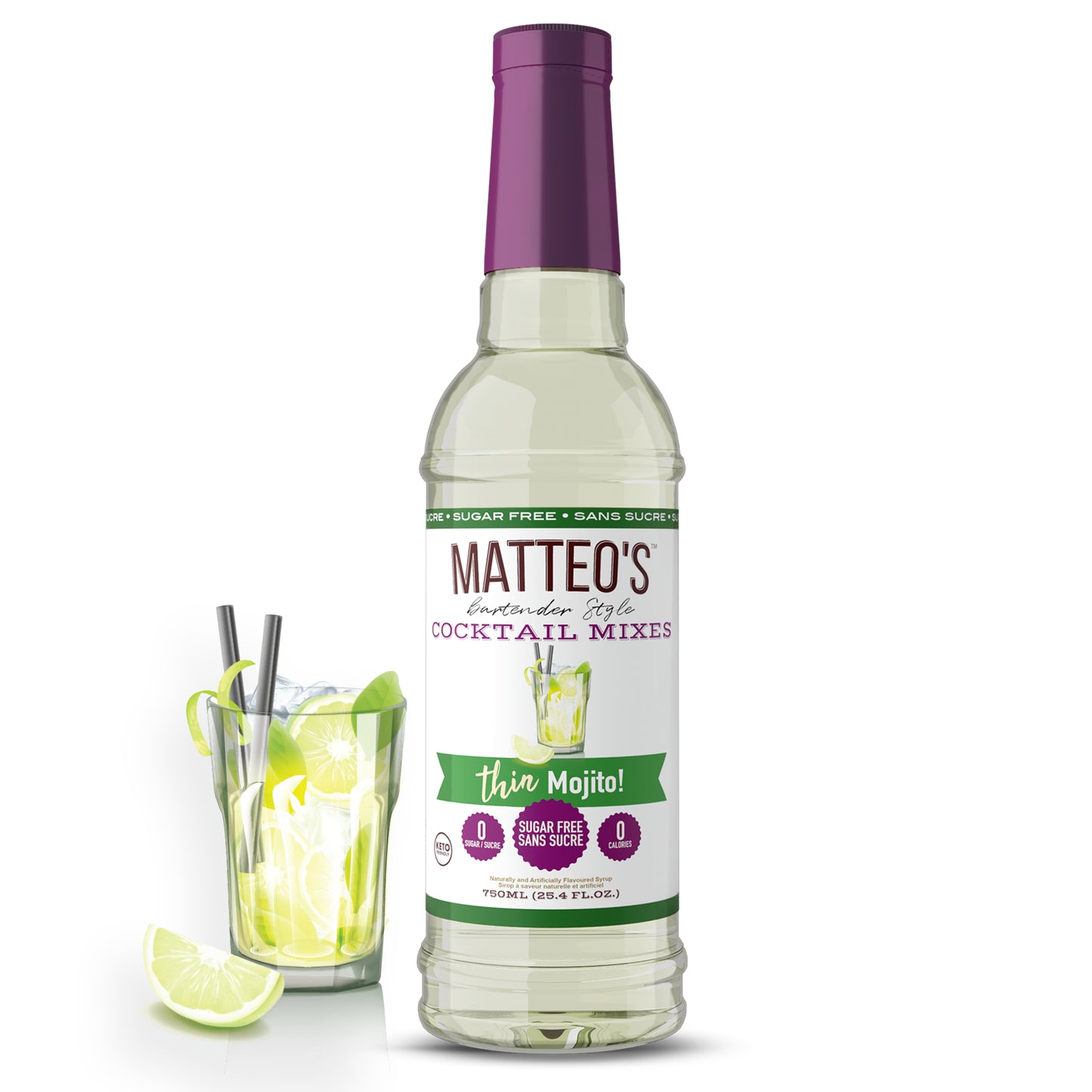Matteo's Sugar Free Cocktail Mixes - Mojito - Delicious Cocktail Mixers, 0 Calories, 0 Sugar Cocktails, Keto Friendly Drinks: 1 Bottle