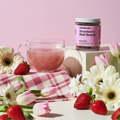 Strawberry Beet Beauty- Superfood Tea Blend: Retail Glass Jar