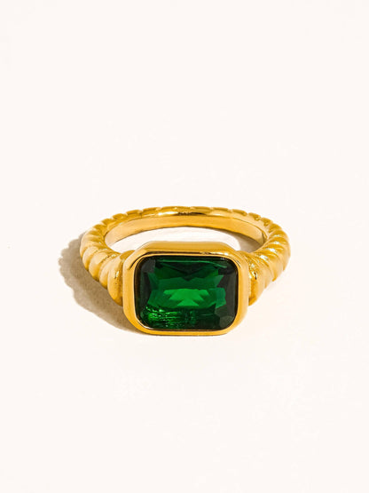 Laverne 18K Gold Non-Tarnish CZ Cocktail Ring: Black