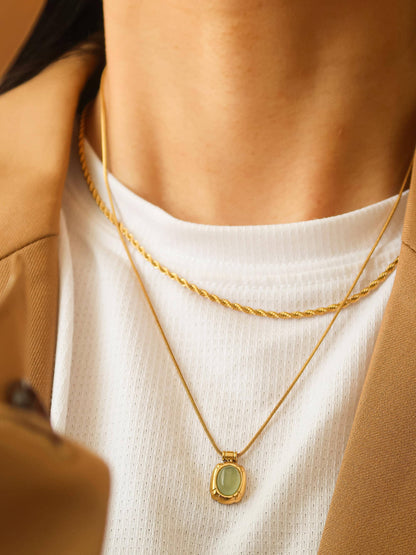 Dax 18K Gold Non-Tarnish Natural Stone Necklace: Brown
