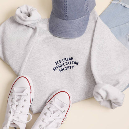 ICE CREAM APPRECIATION SOCIETY Embroidered Heavy Sweatshirt: ASH / L