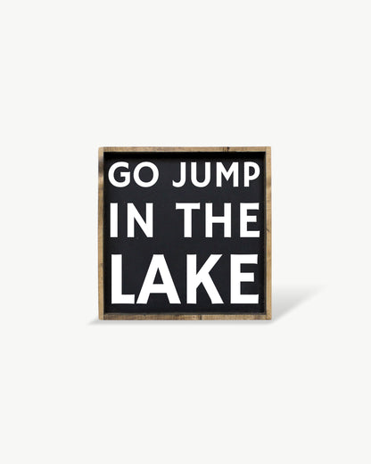 Go Jump in the Lake Framed Print – Lake Decor: Forest Green
