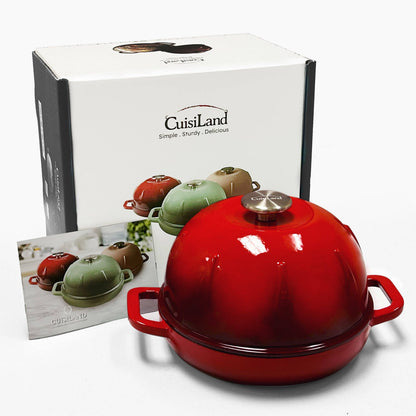 Cuisiland Pre-Seasoned Cast Iron Bread Cloche – Dome Lid Dutch Oven for Artisan Sourdough Baking – Heat-Retaining, Nonstick Bakeware for Crispy Crust & Even Baking – Oven Safe: Green