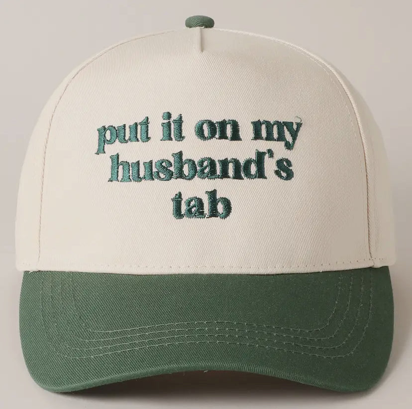 Put It On My Husbands Tab Trucker Hat