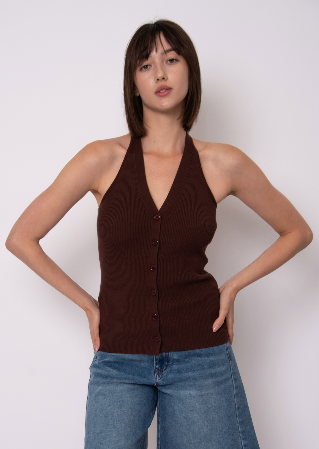 LEIA HALTER TOP-COCOA