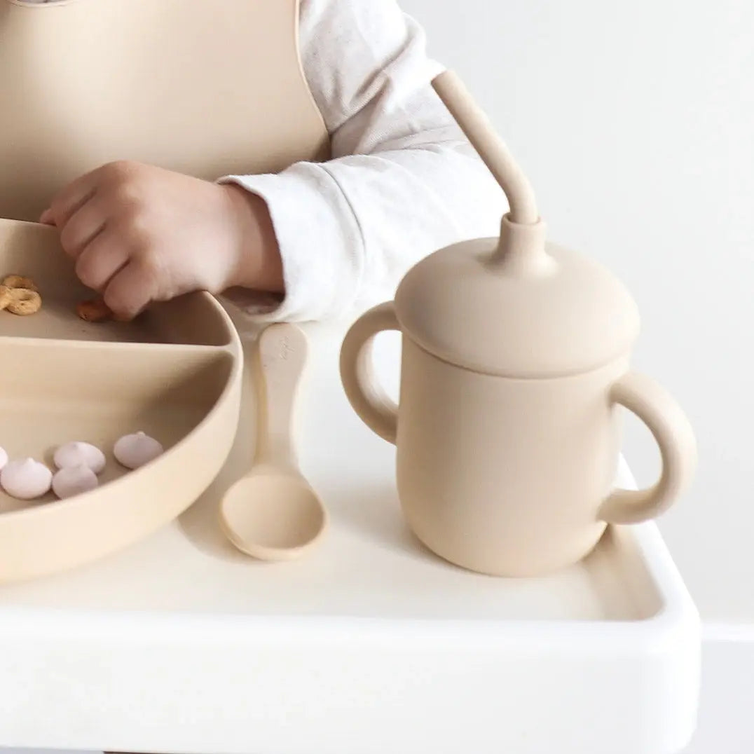 Sippy Cup with Straw, Spill-Proof & Anti-Stain - Caramel: Caramel