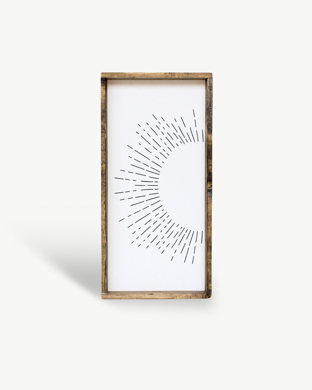 Sunburst Framed Print – Handmade Boho Line Art Wood Print: Peach