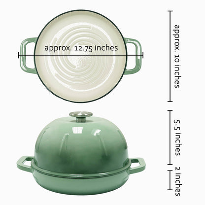 Cuisiland Pre-Seasoned Cast Iron Bread Cloche – Dome Lid Dutch Oven for Artisan Sourdough Baking – Heat-Retaining, Nonstick Bakeware for Crispy Crust & Even Baking – Oven Safe: Green