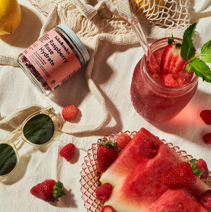 Raspberry Rose Hydrate - Superfood Tea Blend: Retail Glass Jar