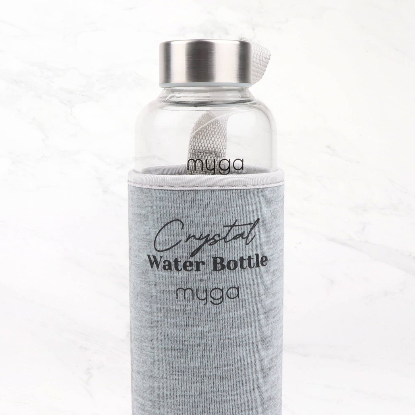 Rose Quartz Crystal Glass Water Bottle