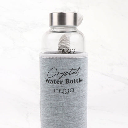 Rose Quartz Crystal Glass Water Bottle