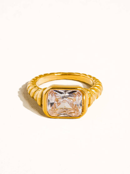 Laverne 18K Gold Non-Tarnish CZ Cocktail Ring: Black