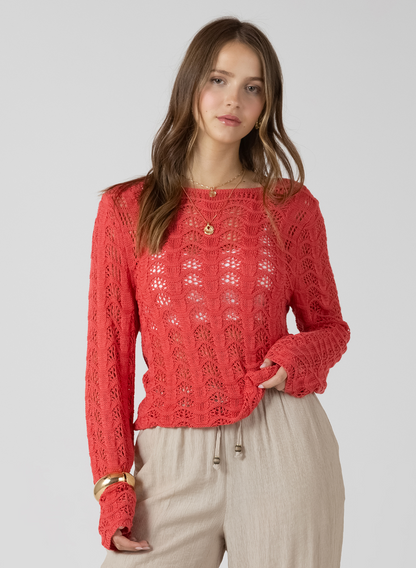 SCALLOPED OPEN WORK SWEATER - Dex