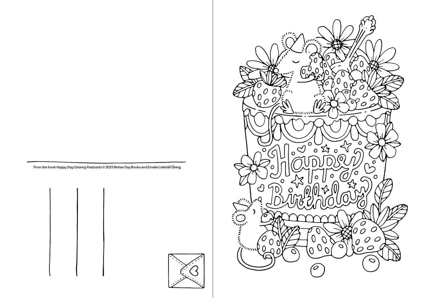 Happy Day Coloring Postcards