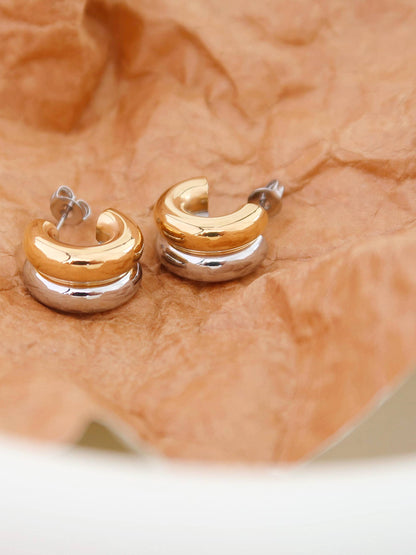 Emma Non-Tarnish Double C-Hoop Earring: Multi-Colored