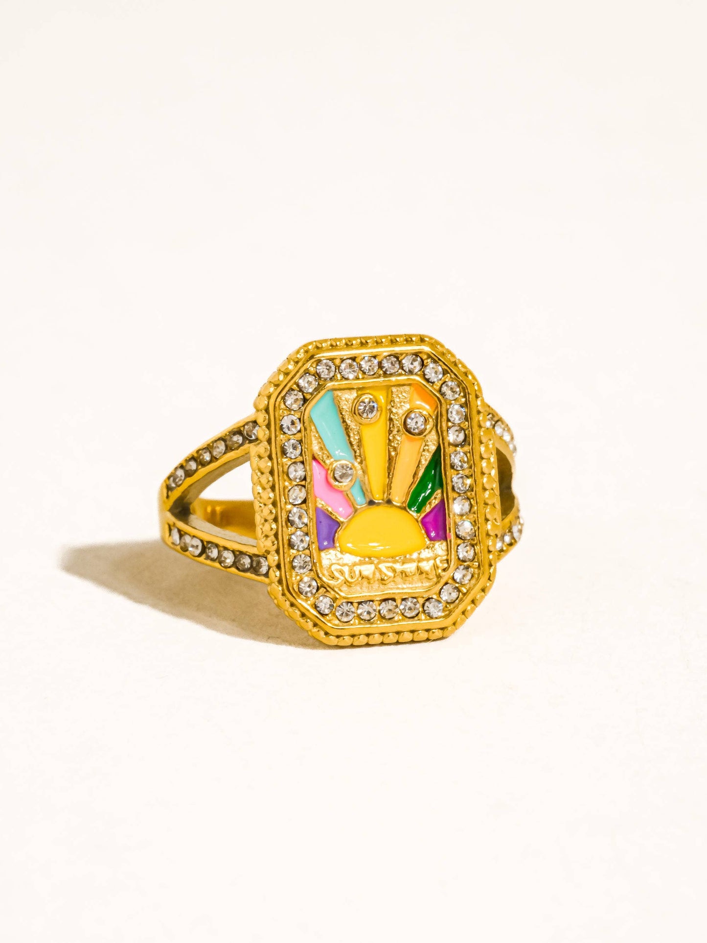 Lulora 18K Gold Non-Tarnish Statement Ring: Multi-Colored