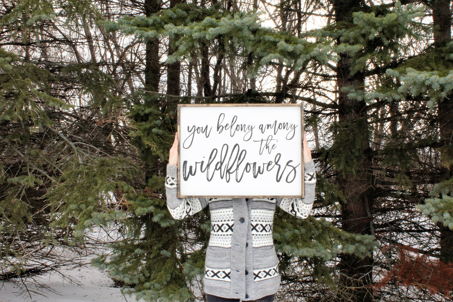 You Belong Among The Wildflowers Framed Print: White
