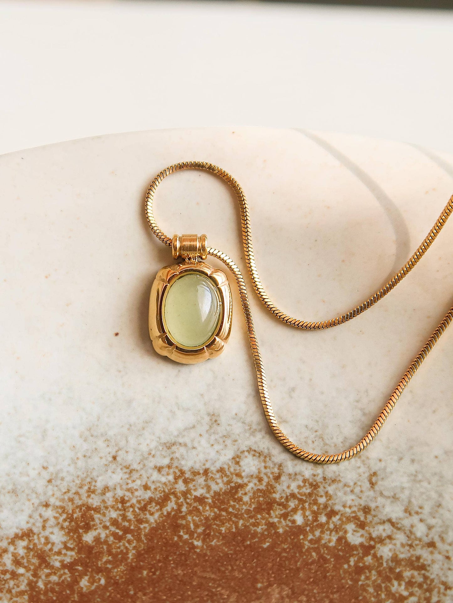 Dax 18K Gold Non-Tarnish Natural Stone Necklace: Brown