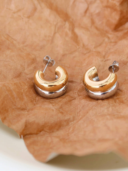 Emma Non-Tarnish Double C-Hoop Earring: Multi-Colored