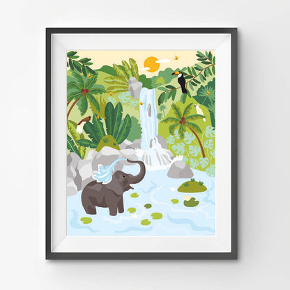 Elephant at the waterfall - Summer Paint by Numbers Kit DIY