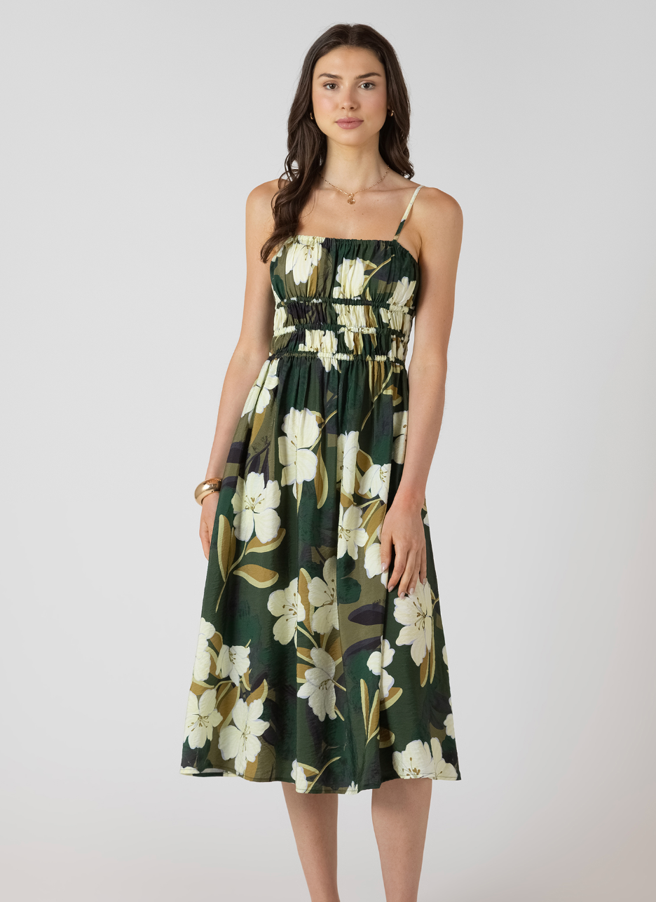 ELASTIC WAIST MIDI DRESS - Dex
