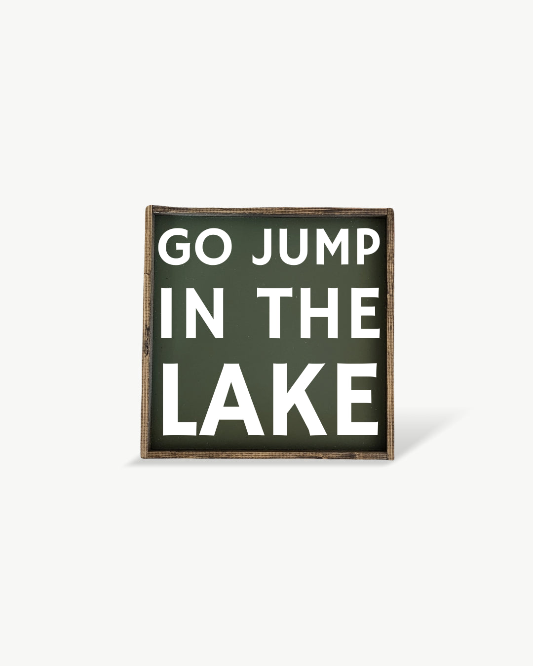 Go Jump in the Lake Framed Print – Lake Decor: Forest Green