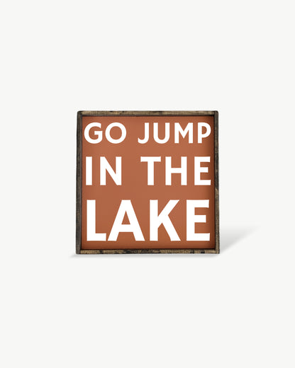 Go Jump in the Lake Framed Print – Lake Decor: Forest Green