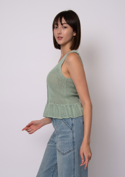 MALENA SLEEVELESS V NECK CARDIGAN-IVY GREEN