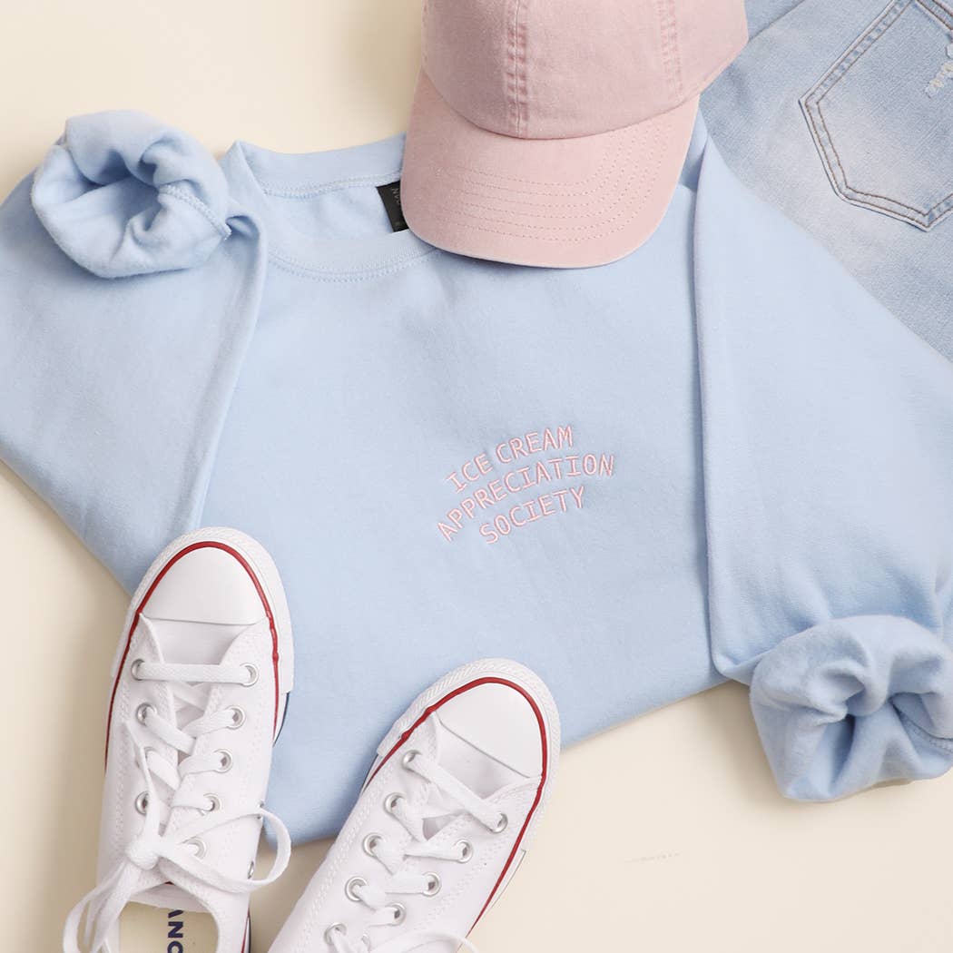 ICE CREAM APPRECIATION SOCIETY Embroidered Heavy Sweatshirt: ASH / L