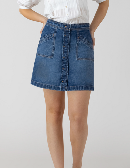 BUTTON FRONT MINI SKIRT - Dex