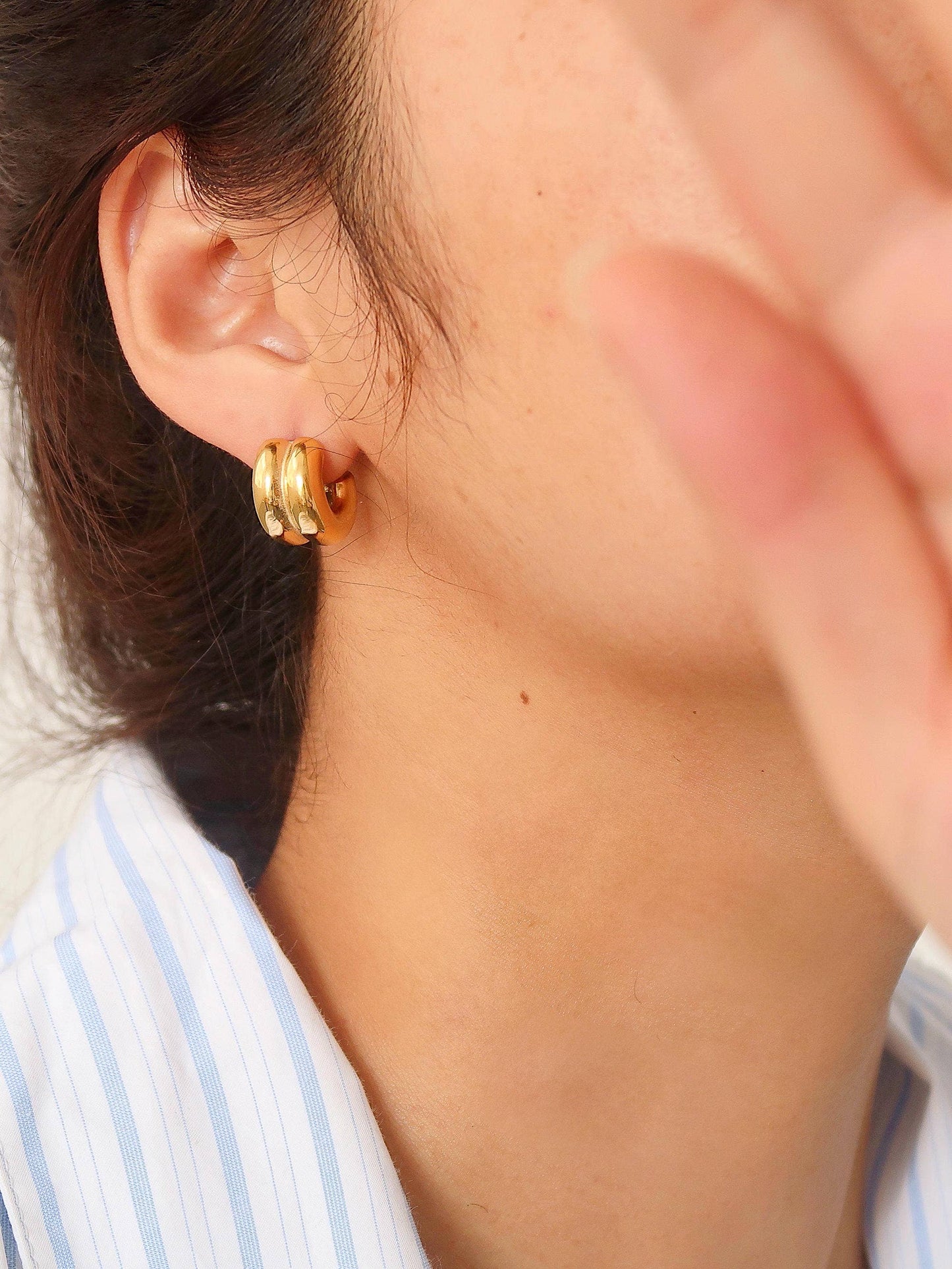 Emma Non-Tarnish Double C-Hoop Earring: Multi-Colored
