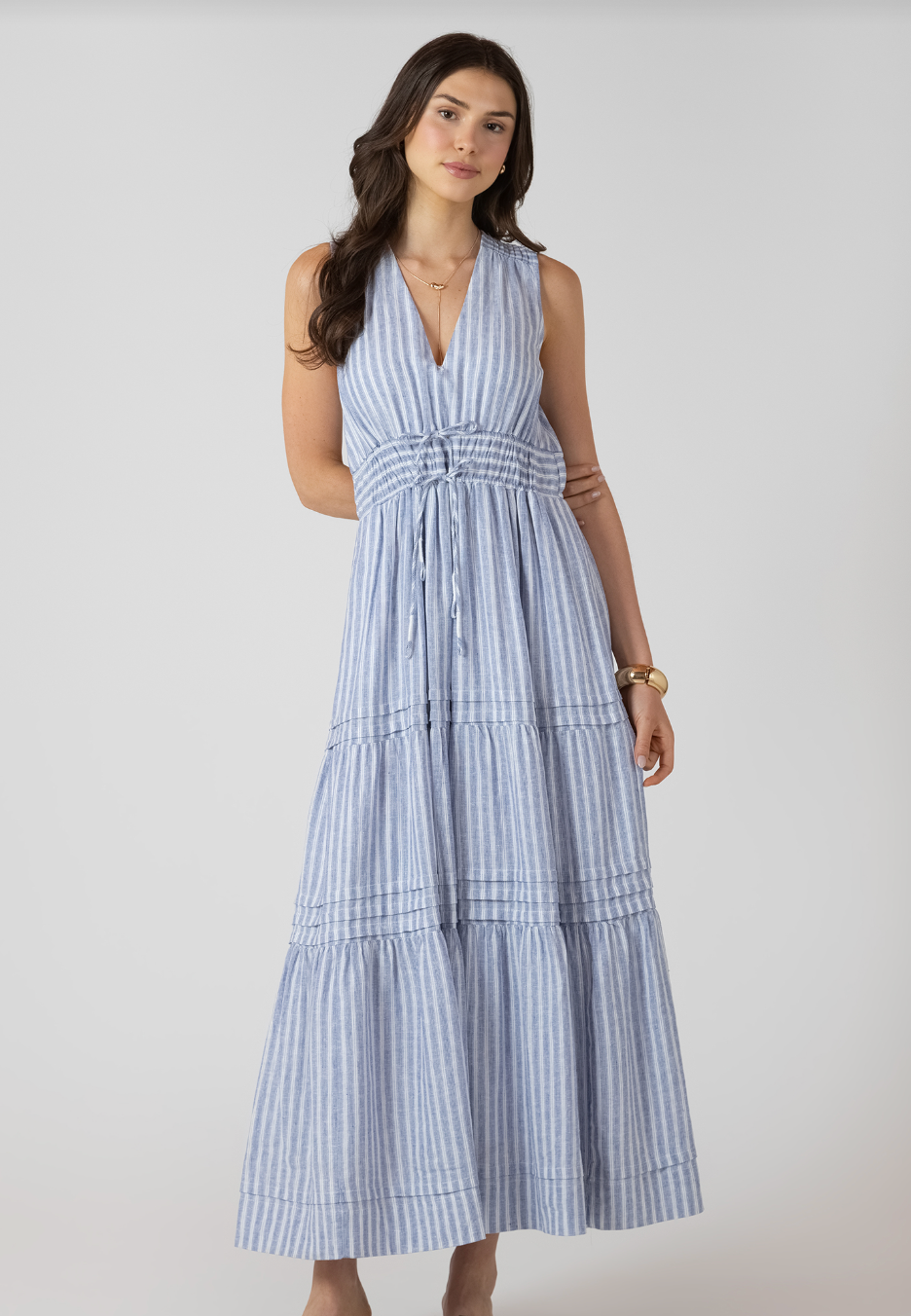 PLEAT DETAIL SMOCKED WAIST DRESS - Dex