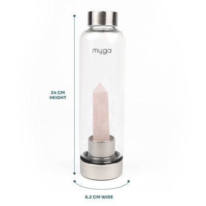 Rose Quartz Crystal Glass Water Bottle
