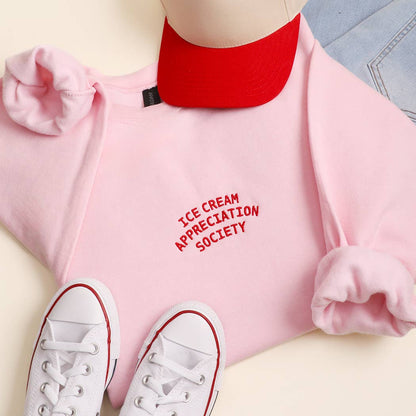 ICE CREAM APPRECIATION SOCIETY Embroidered Heavy Sweatshirt: ASH / L