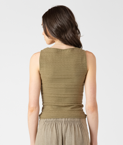SQUARENECK TEXTURED TANK - DUSTY SAGE -Dex