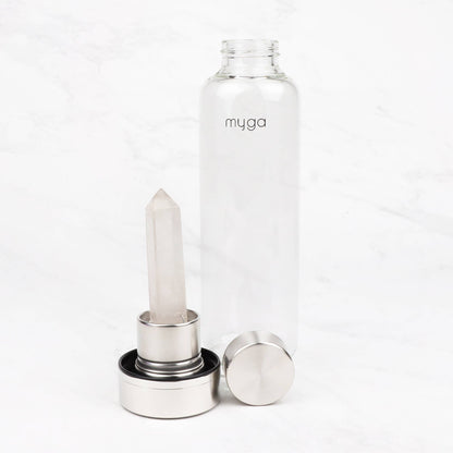 Clear Quartz Crystal Glass Water Bottle
