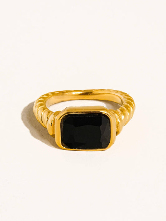 Laverne 18K Gold Non-Tarnish CZ Cocktail Ring: Black