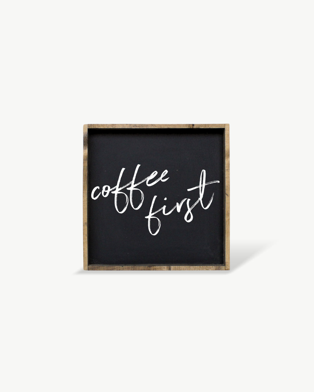Coffee First Framed Print – Kitchen & Coffee Bar Wall Art: White