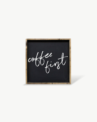 Coffee First Framed Print – Kitchen & Coffee Bar Wall Art: White