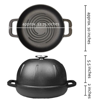 Cuisiland Pre-Seasoned Cast Iron Bread Cloche – Dome Lid Dutch Oven for Artisan Sourdough Baking – Heat-Retaining, Nonstick Bakeware for Crispy Crust & Even Baking – Oven Safe: Green