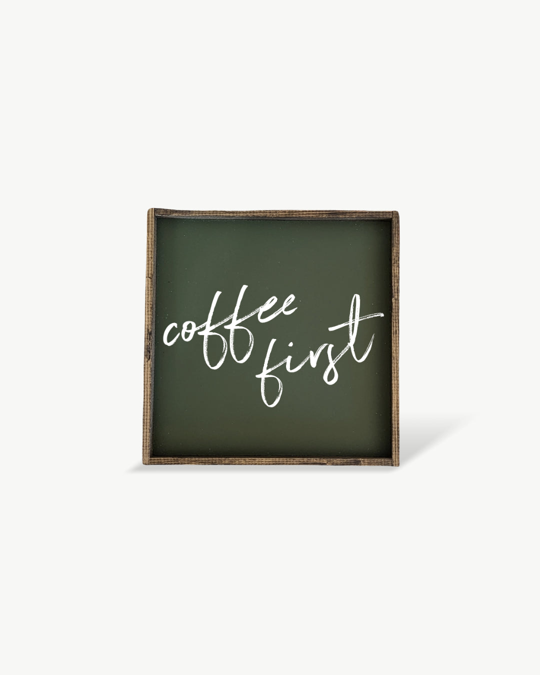 Coffee First Framed Print – Kitchen & Coffee Bar Wall Art: White