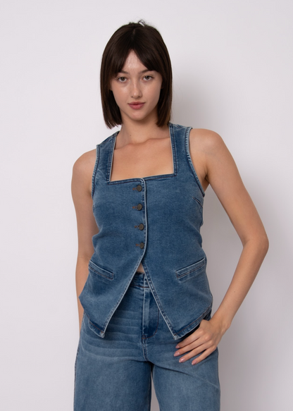 VESTA STRETCH DENIM VEST DIDI DARK WASH