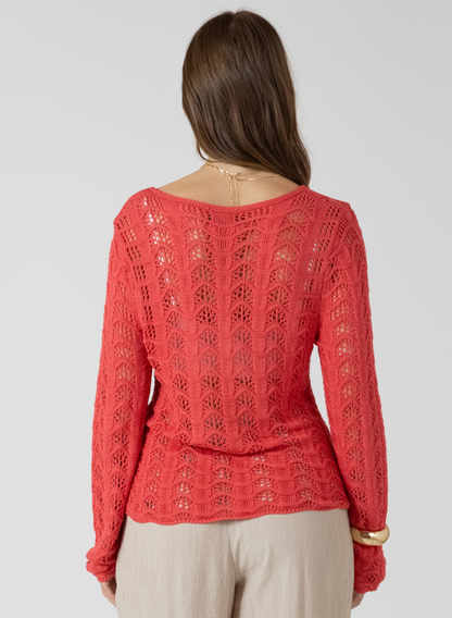SCALLOPED OPEN WORK SWEATER - Dex