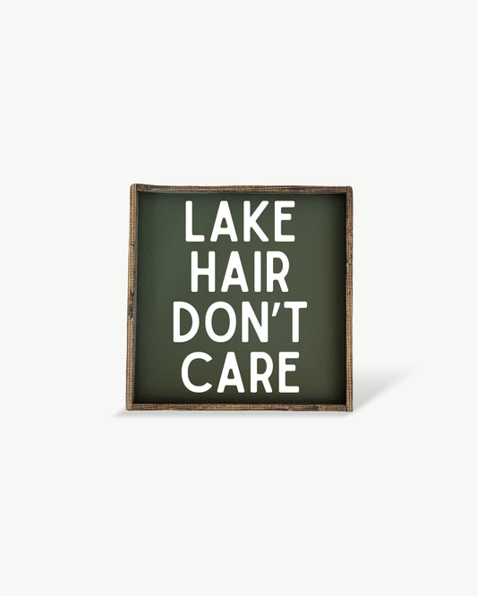 Lake Hair Don’t Care Framed Print – Cottage or Cabin Decor: Forest Green
