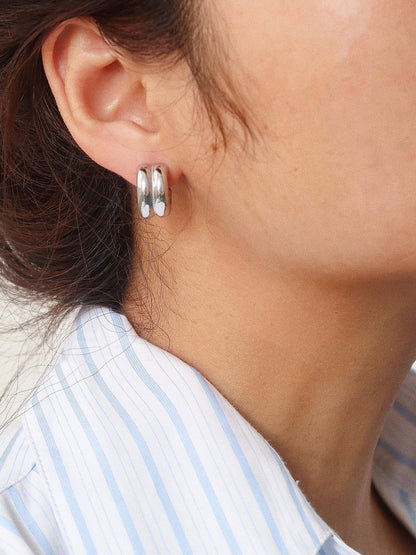 Emma Non-Tarnish Double C-Hoop Earring: Multi-Colored