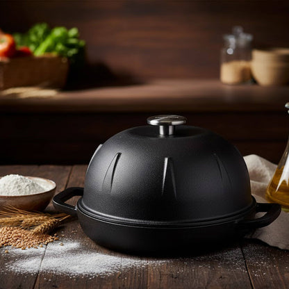 Cuisiland Pre-Seasoned Cast Iron Bread Cloche – Dome Lid Dutch Oven for Artisan Sourdough Baking – Heat-Retaining, Nonstick Bakeware for Crispy Crust & Even Baking – Oven Safe: Green