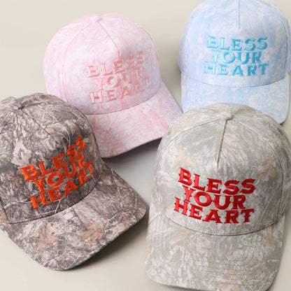 BLESS YOUR HEART Embroidery Camo Trucker Hat
: LT CAMO