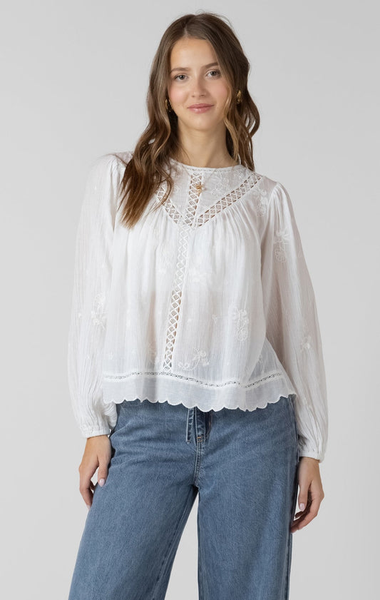 Crochet Detail Embroidered Blouse