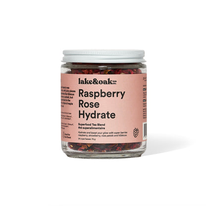 Raspberry Rose Hydrate - Superfood Tea Blend: Retail Glass Jar