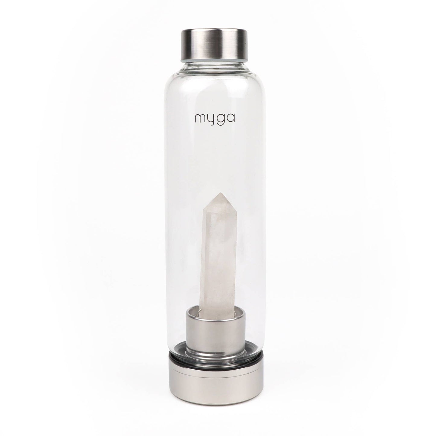 Clear Quartz Crystal Glass Water Bottle